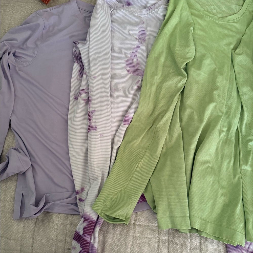 Lululemon set of 3 long sleeve tops 10/12